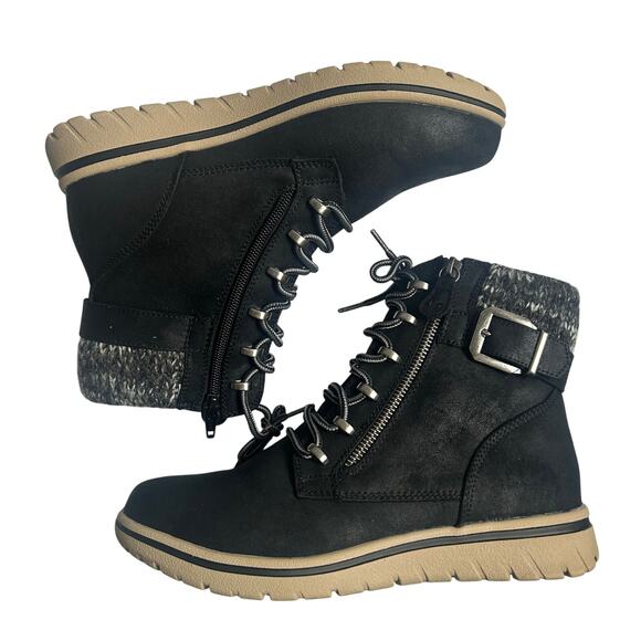 Cliffs by White Mountain Hearten Black Fabric Zip Buckle Bootie Boot 9 Wide New - Picture 2 of 11